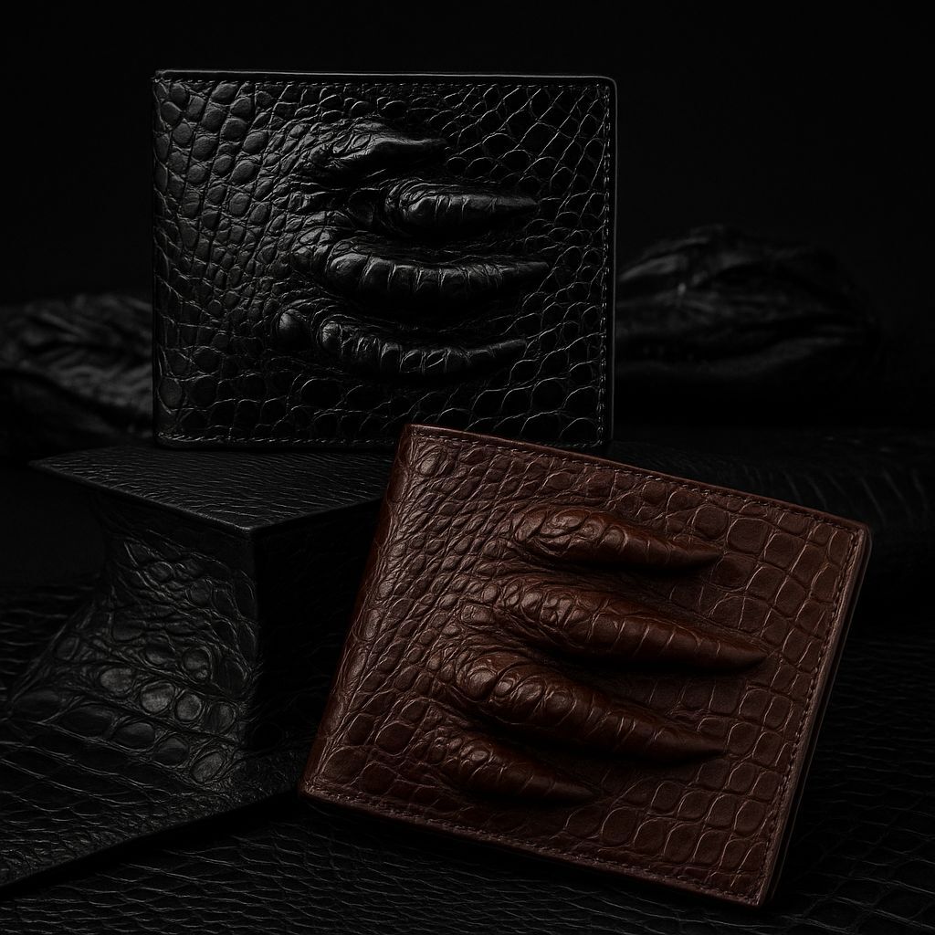 Slim Crocodile Leather Card Wallet – Unisex Bifold Style
