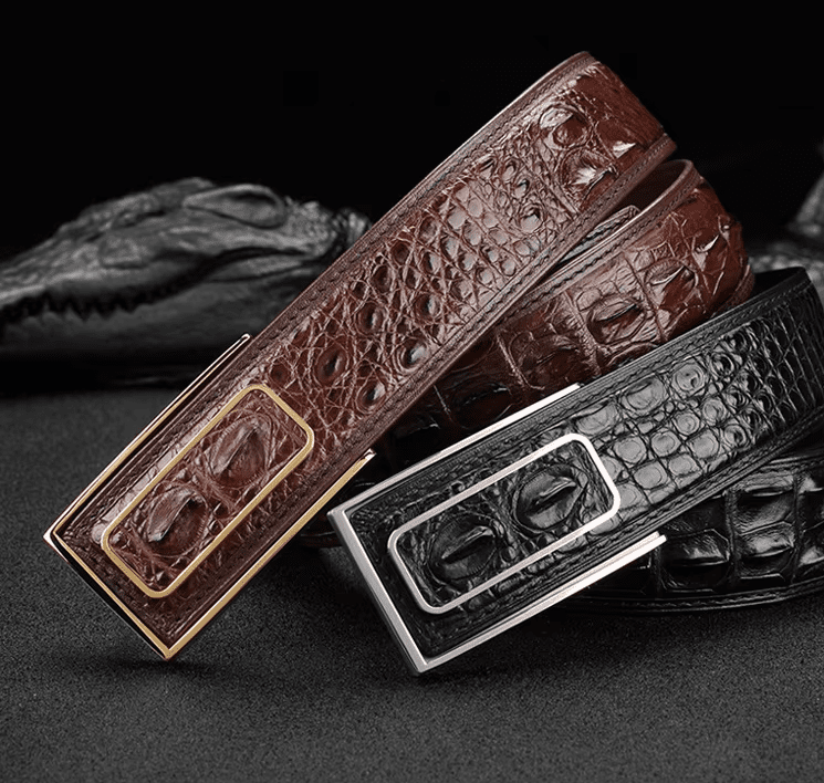 Wide Crocodile Leather Belt for Men – Premium Genuine Crocodile Skin