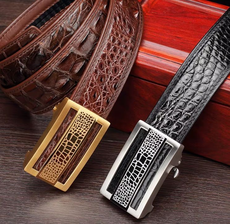 Slim Designer Crocodile Leather Belt for Men