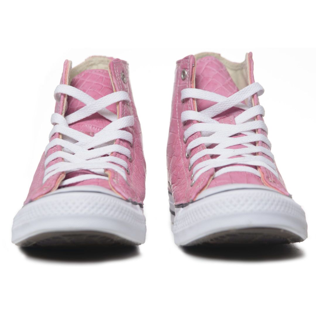 Converse® Chuck Taylor All Stars High-Top Sneakers embellished with Authentic Alligator Skin in Pink - Image 2
