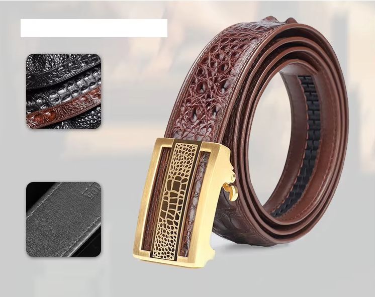 Slim Designer Crocodile Leather Belt for Men - Image 2