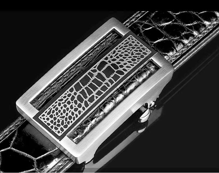 Slim Designer Crocodile Leather Belt for Men - Image 4